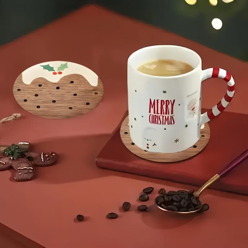 Wooden Cup Coasters Set Puddin - Coffee Tea And Sugar Set 评论和价格